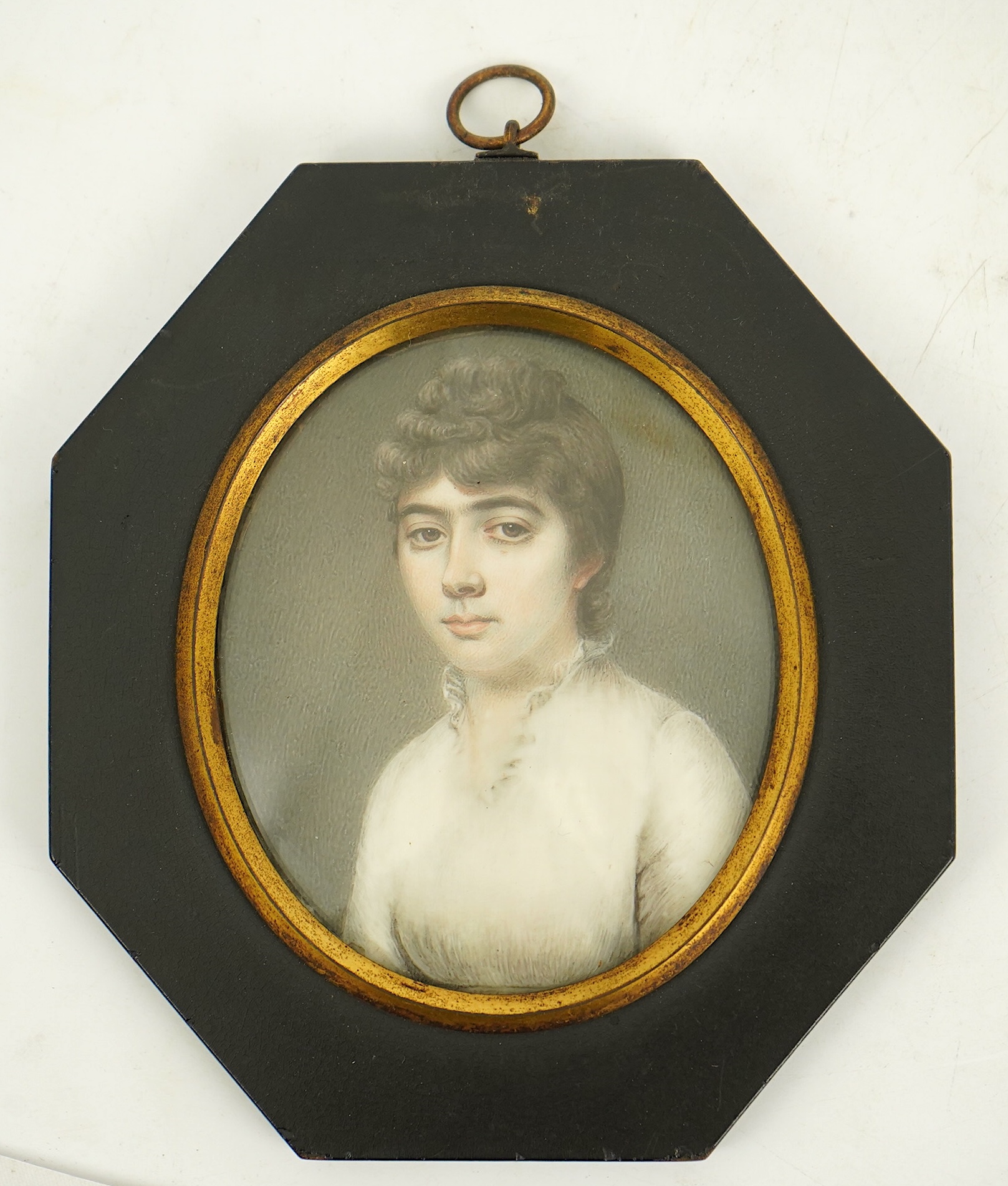 John Hazlitt (British, 1767-1837) , Portrait miniatures of five family members, watercolour on ivory (5), 8 x 6.5cm CITES Submission reference 92DPS9ES